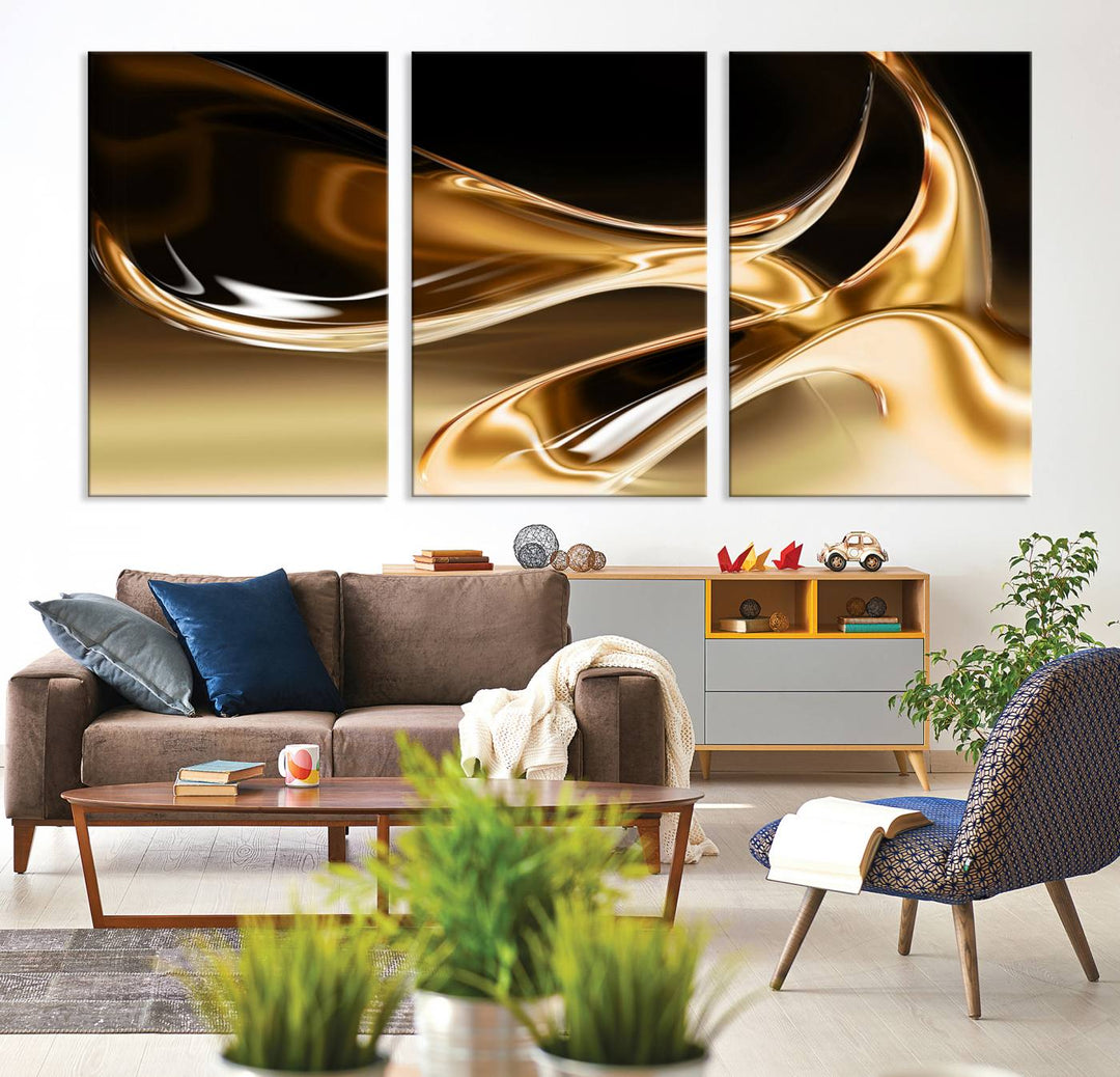 Liquid Glittered Luxury Gold Canvas Wall Art Print