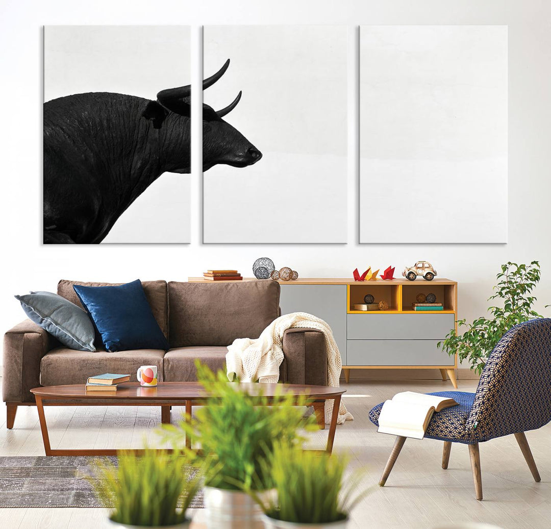 The Spanish Bull Wall Art Canvas Print is crafted on museum-quality canvases and is coated with UV-protective layers for lasting brilliance. It comes ready to hang, effortlessly enhancing your living space.