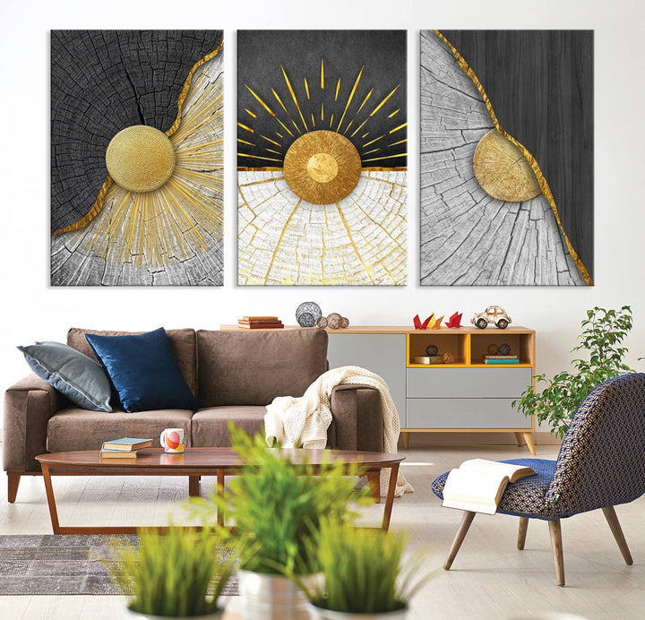 Minimal Style 3 Panel Abstract Wall Art Canvas Print 