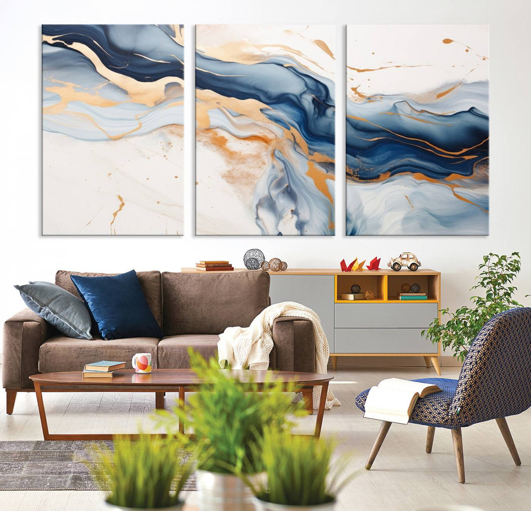 Color Waves Abstract Wall Art Canvas Print