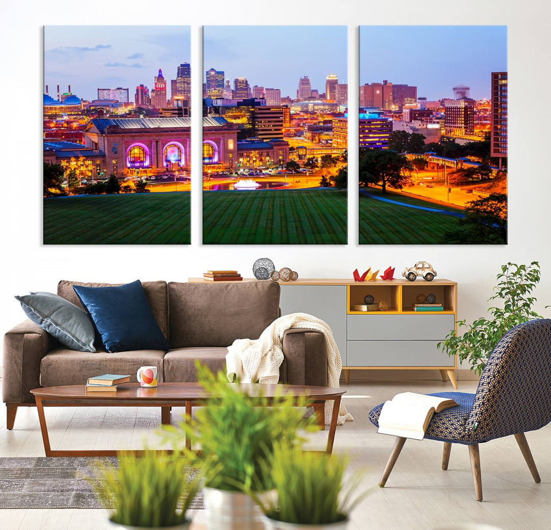 Impression sur toile de nuit de Kansas City, art mural et