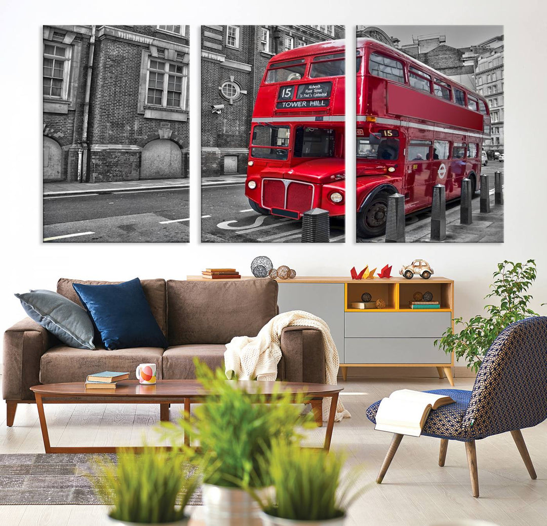 London Red Bus Wall Art, Red Telephone Club, London Night Canvas Print