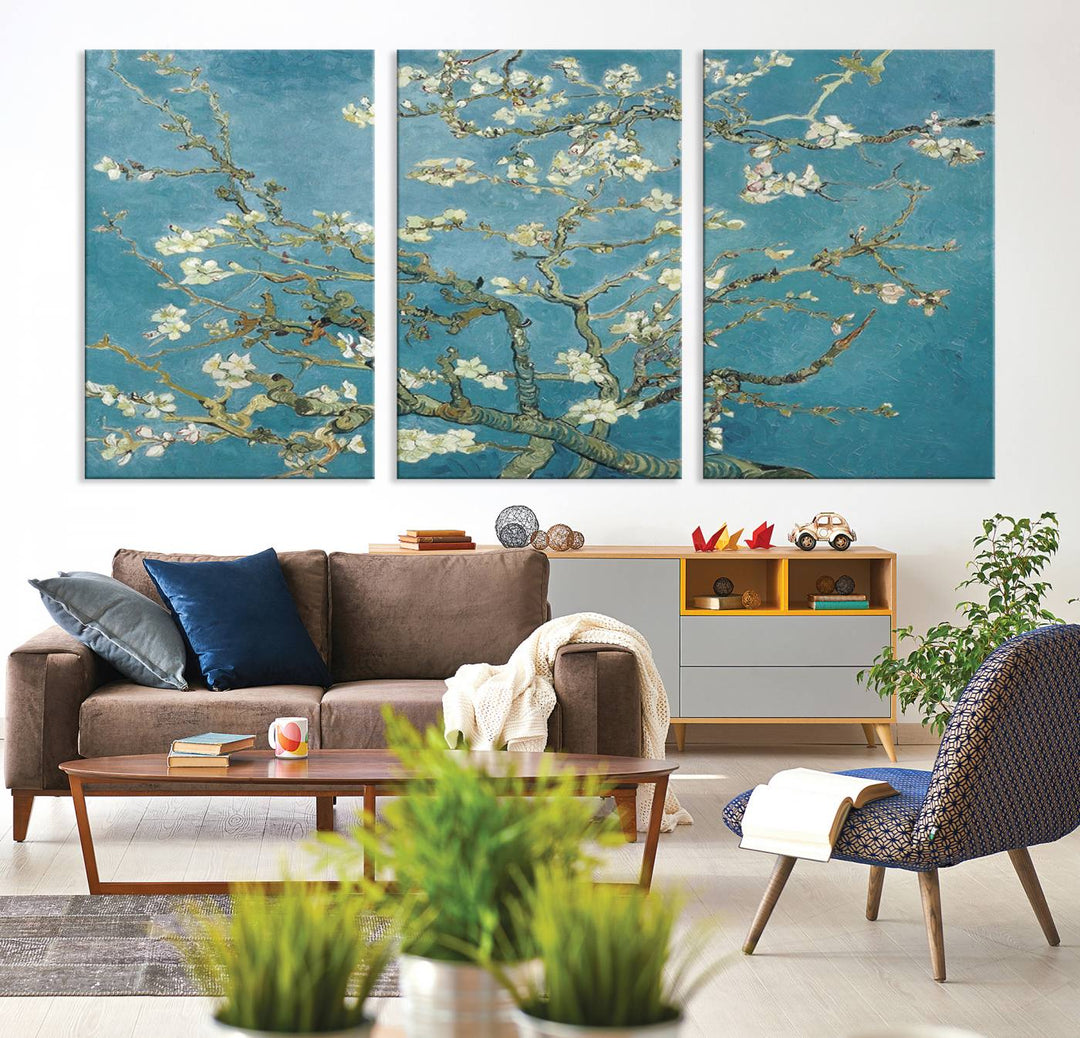 Art mural abstrait en fleurs d'amandier de Vincent Van Gogh Impression sur toile