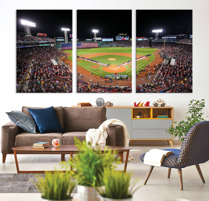 Fenway Park Postseason Triple Canvas Wall Art - Boston Red Sox Historic Game