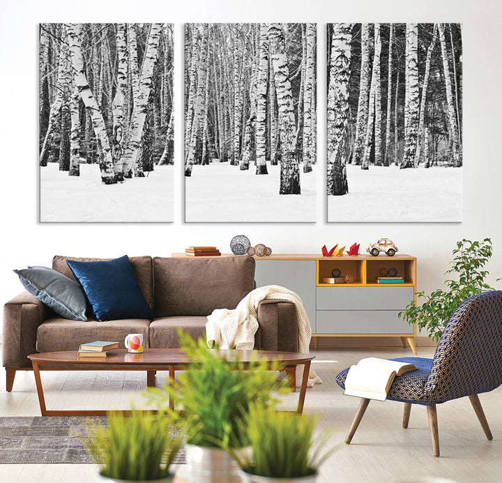 Wall Art Landscape Canvas Print Forest in Winter with Snowy Ground and Trees