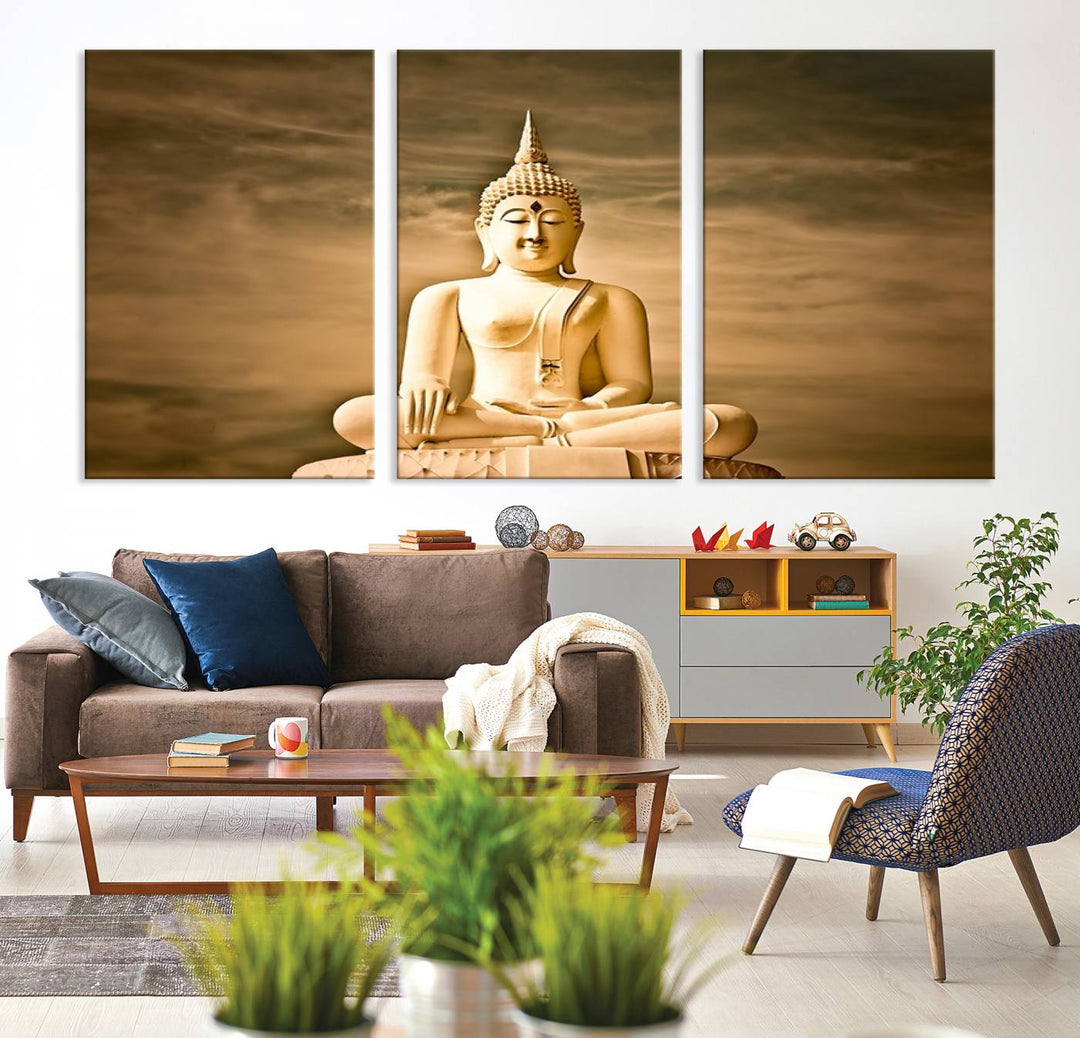 Reclining Buddha Statue Canvas Print 