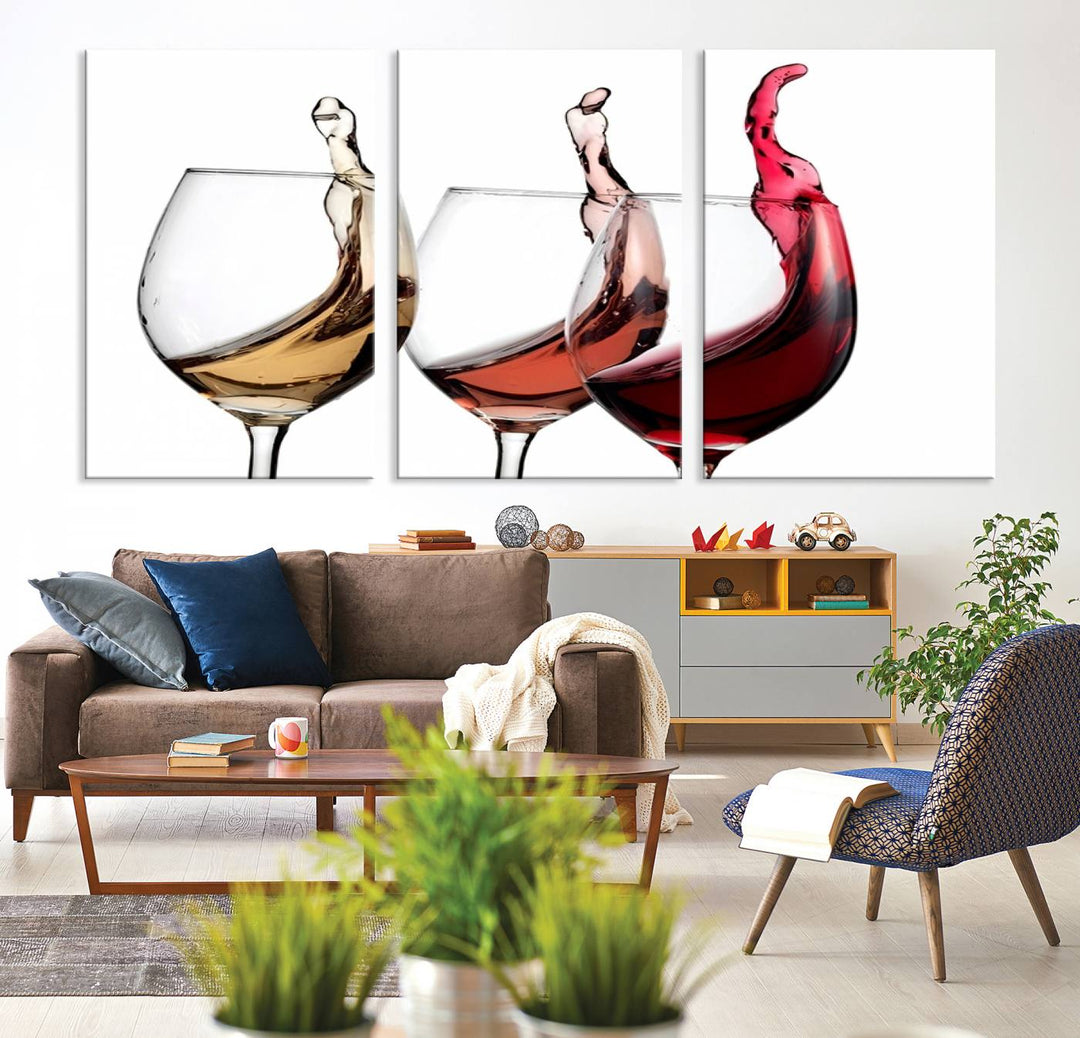 Wall Art Abstract Wine Glasses Canvas Print