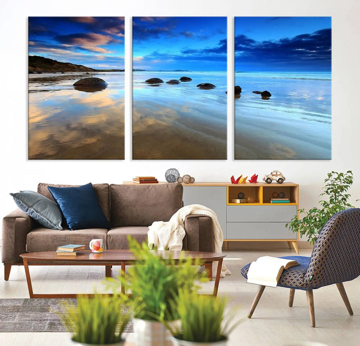 Wonderful Beach Landscape with Mountain Canvas Print 