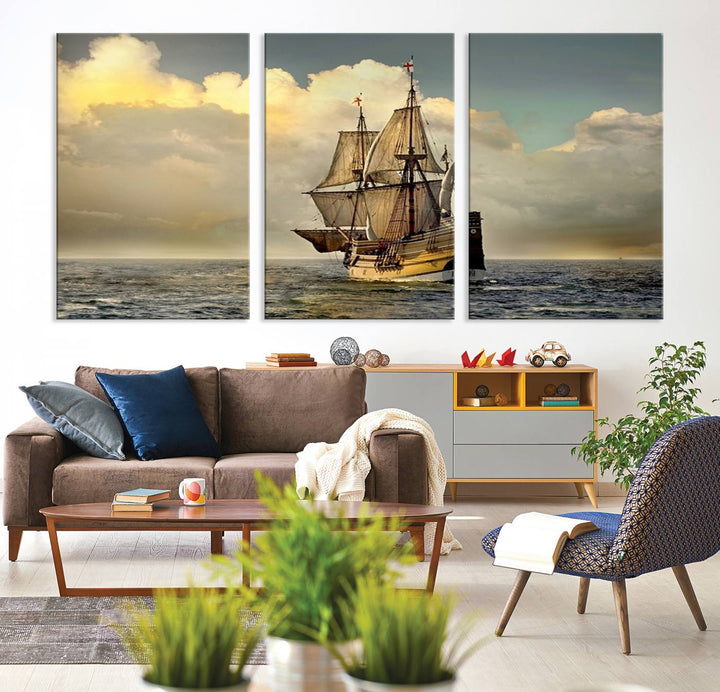 Wall Art English War Ship Canvas Print