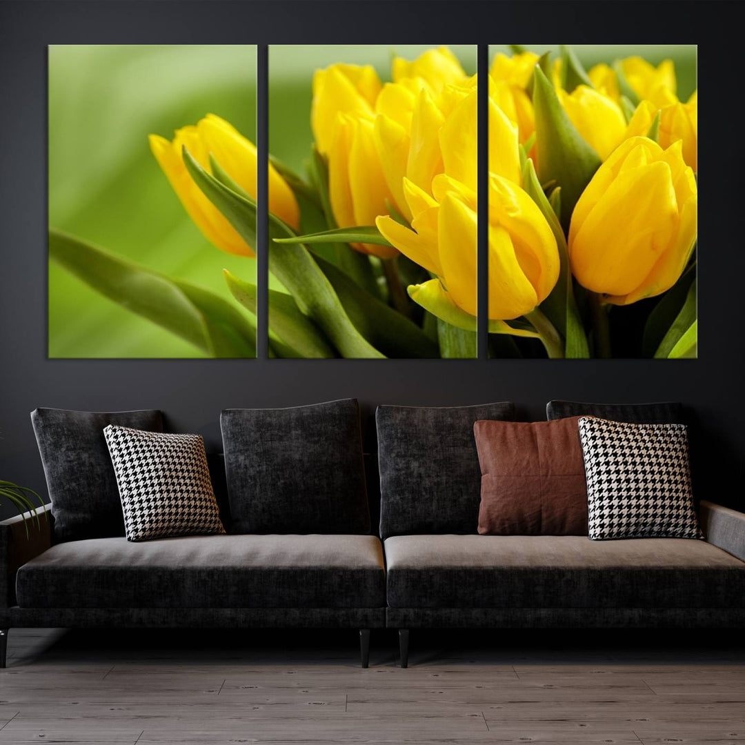 Art mural tulipes jaunes Impression sur toile