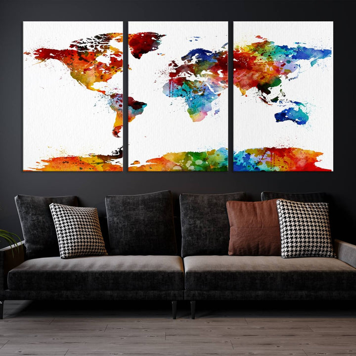 Watercolor World Map Canvas Print