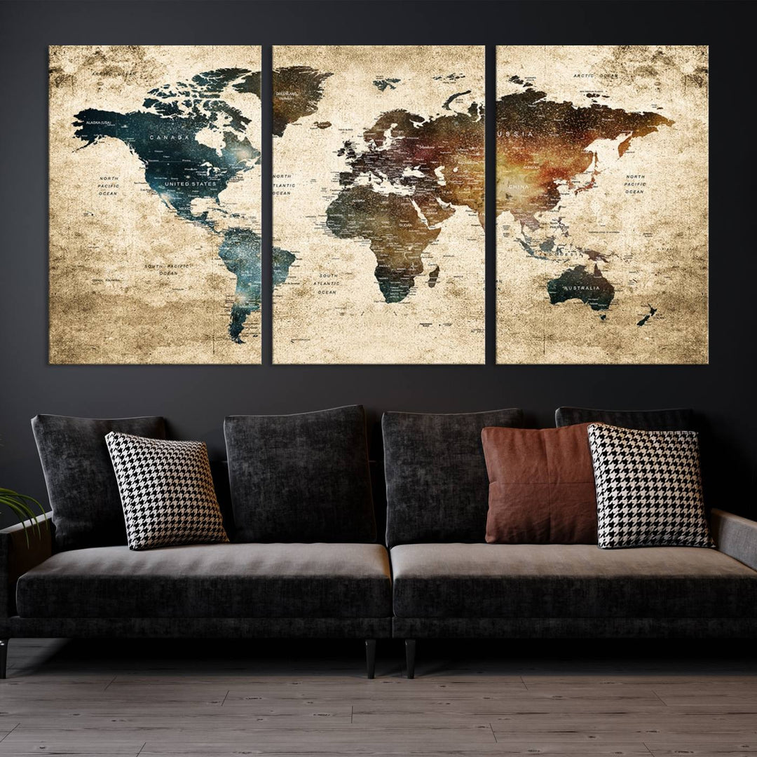 Carte du monde Impression sur toile