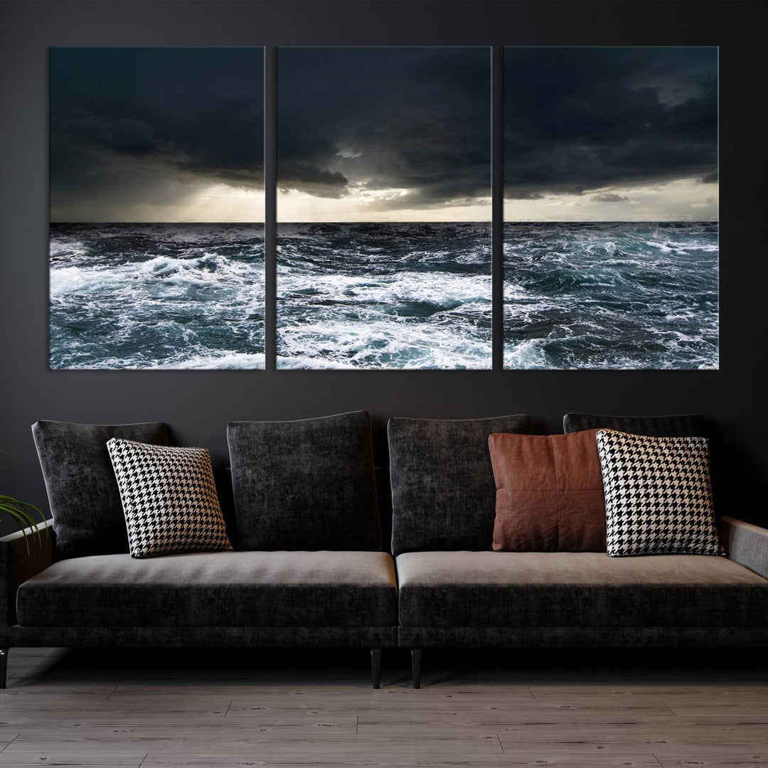 Ocean and Storm Canvas Art Print Hanging Great Print Ocean and