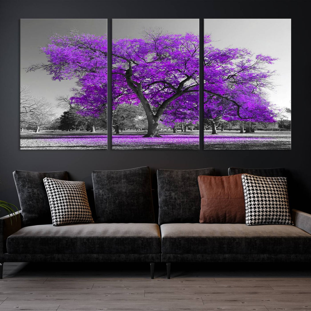 Art mural grand arbre violet Impression sur toile