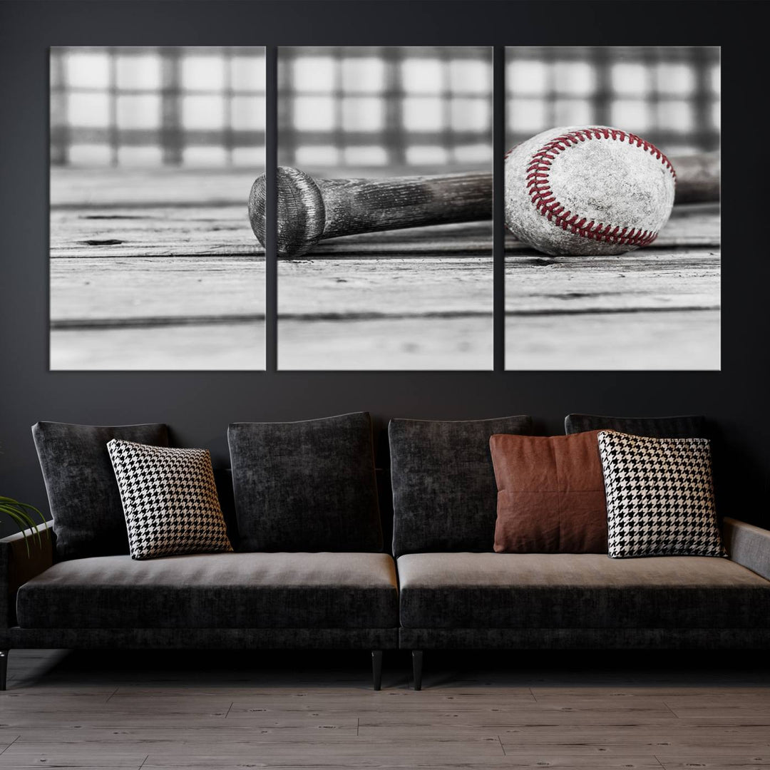 Impression d'art mural sur toile de baseball vintage