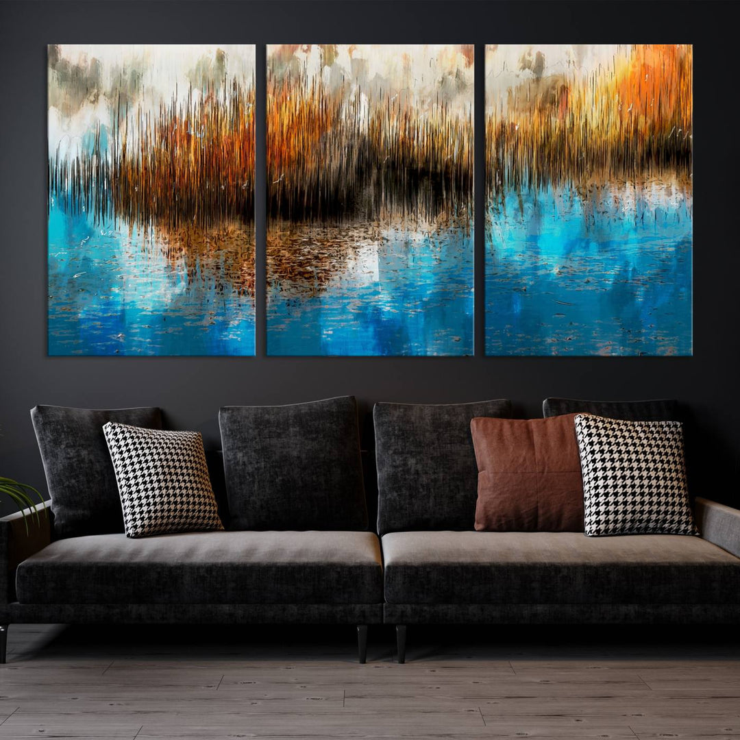 Restful Landscape Art Abstract Lake Canvas Print Wall Art