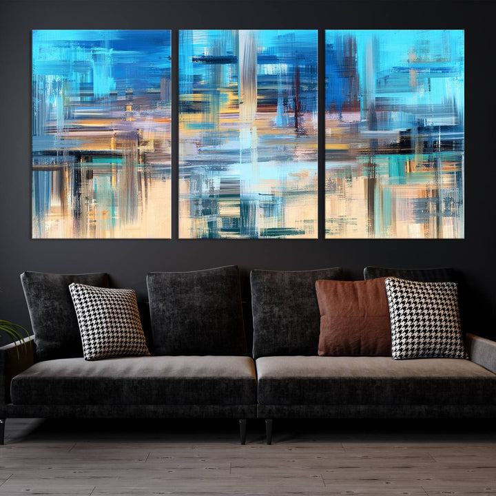 Contemporary Work of Art Blue Abstract Canvas Painting Wall Art Canvas Print