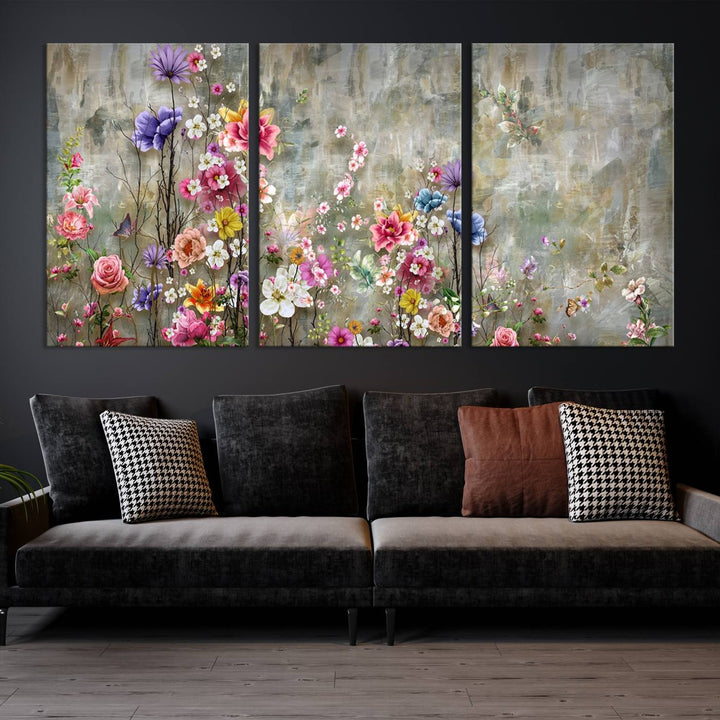 Pintura de flores acogedoras sobre lienzo Arte de pared extra grande Impresión de lienzo floral