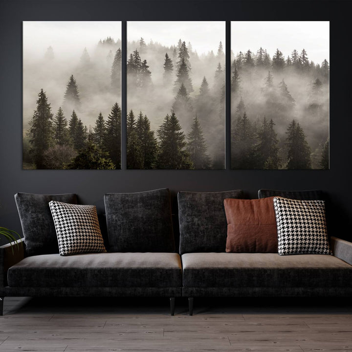 Foggy Forest Wall Art Canvas Print