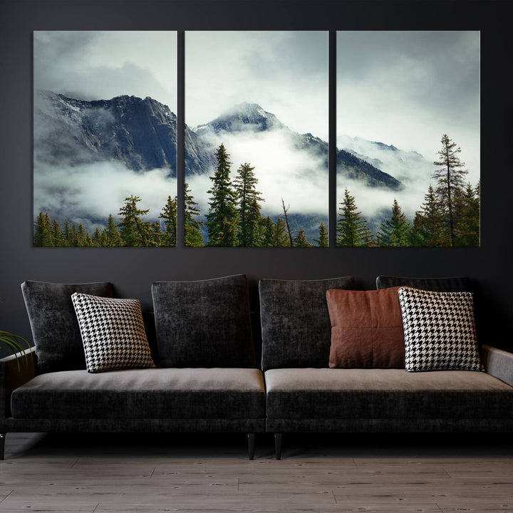 Misty Mountain Forest Wall Art Canvas Print