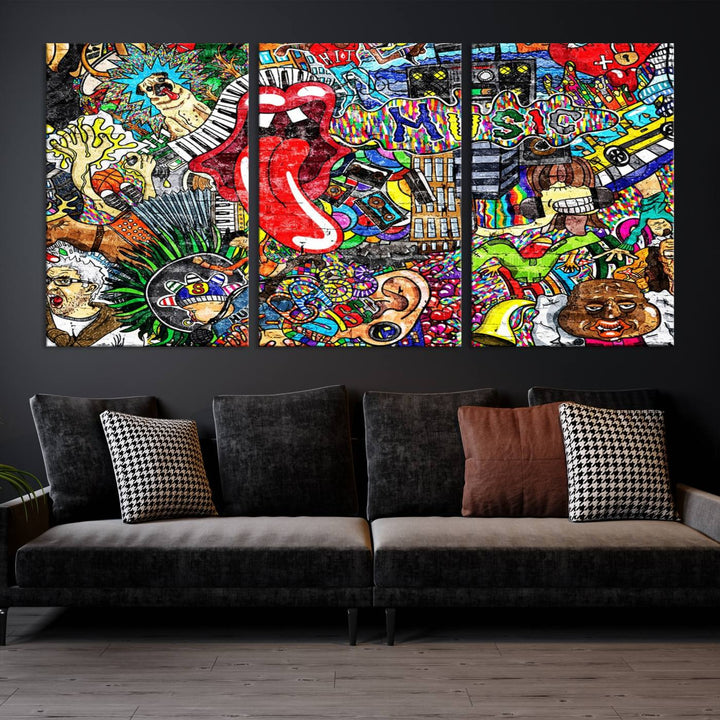 Vibrant Music Graffiti Wall Art Canvas Print