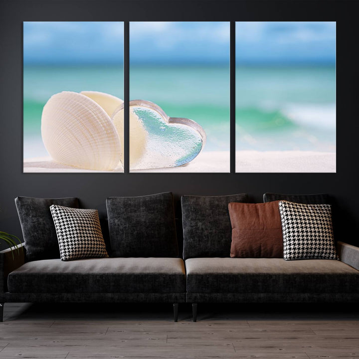 Impression sur toile d'art mural de coquillage d'amour de plage