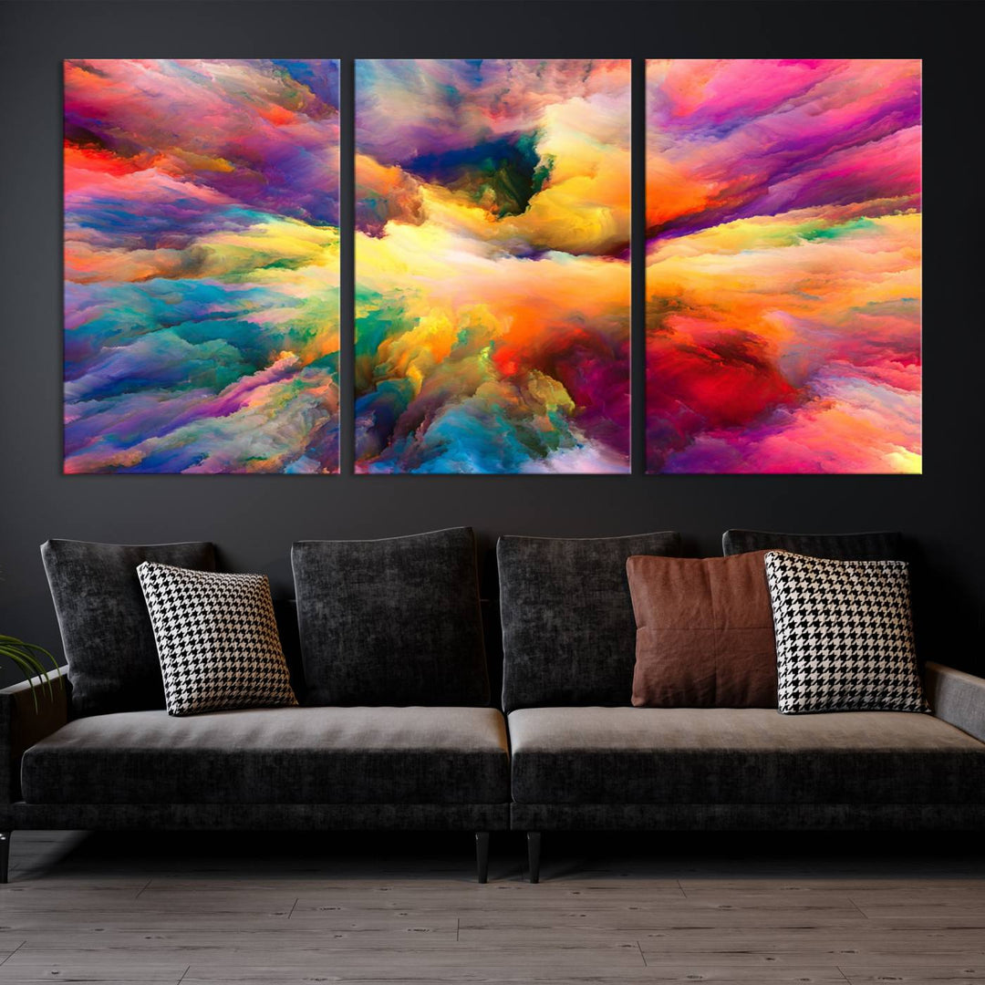 Arte de pared en forma de nube de colores vibrantes y ardientes Lienzo