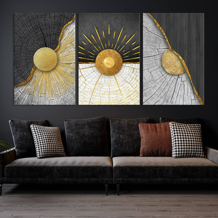 Minimal Style 3 Panel Abstract Wall Art Canvas Print 