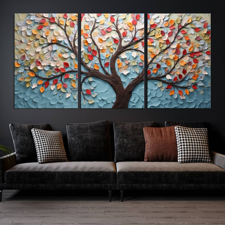 Abstract Tree and Leaf Wall Art Canvas Print