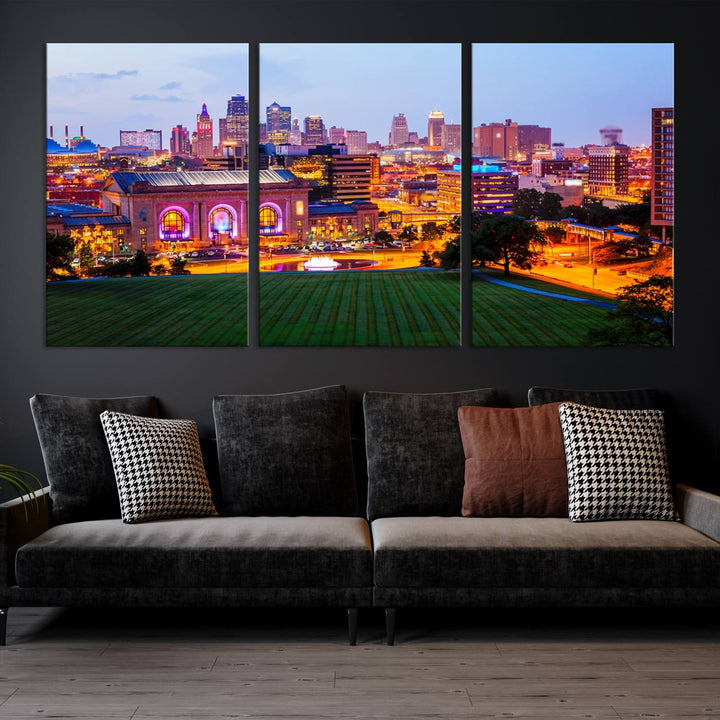 Impression sur toile de nuit de Kansas City, art mural et