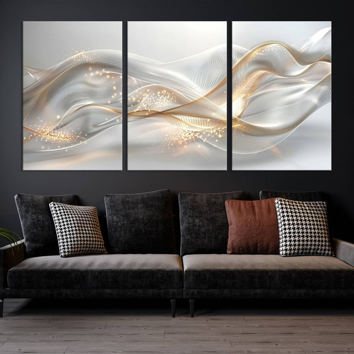 Abstract art Grey and Gold Lines Wall Art