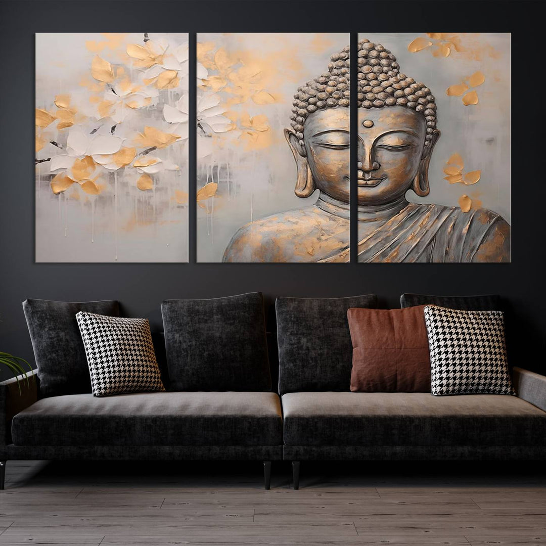 Impression sur toile abstraite de statue de Bouddha