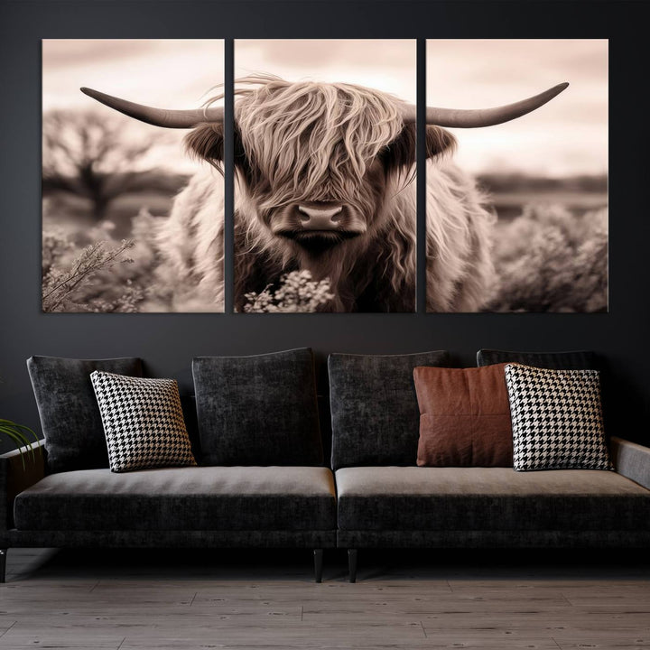 Scottish Cow Longhorn Wall Art Canvas Print.