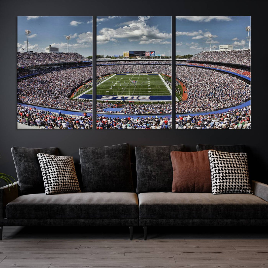 Buffalo Bills Football Team Print - Highmark Stadium Wall Art Canvas Print - Bills Stadium Game Day Triple Canvas Wall Art - Buffalo Bills NFL Match