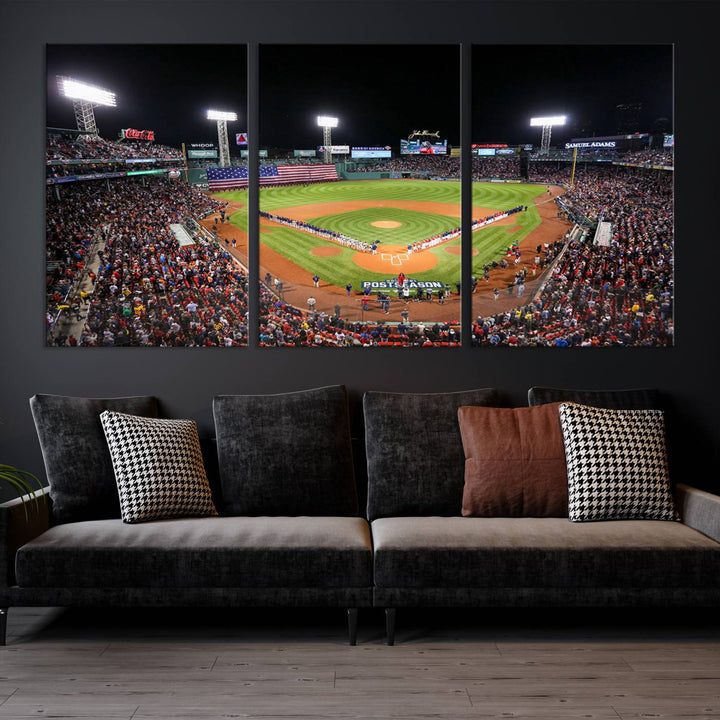 Fenway Park Postseason Triple Canvas Wall Art - Boston Red Sox Historic Game