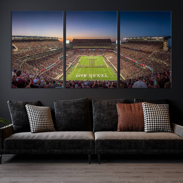 Texas A&M University Aggies Football Team Print - College Station Kyle Field Stadium Wall Art Canvas Print