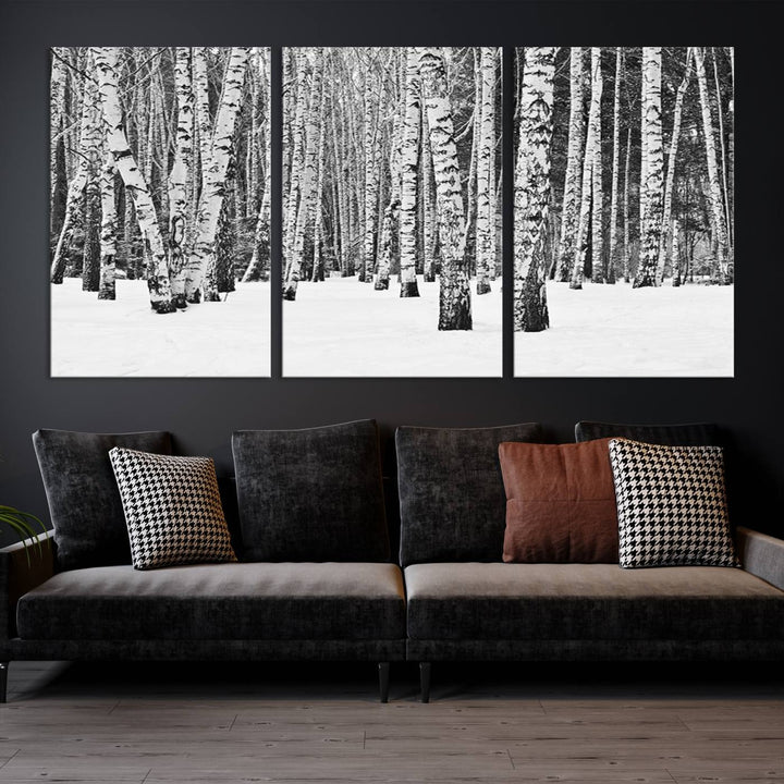 Wall Art Landscape Canvas Print Forest in Winter with Snowy Ground and Trees