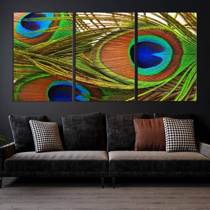 Wall Art Animal Canvas Print Triple Eyed Peacock Wing