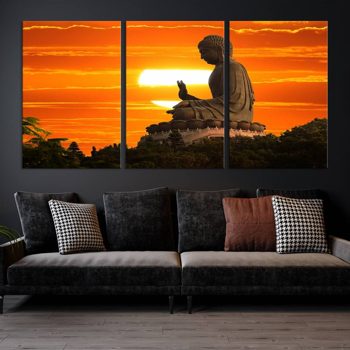 Buddha Statue at Sunset Canvas Print 