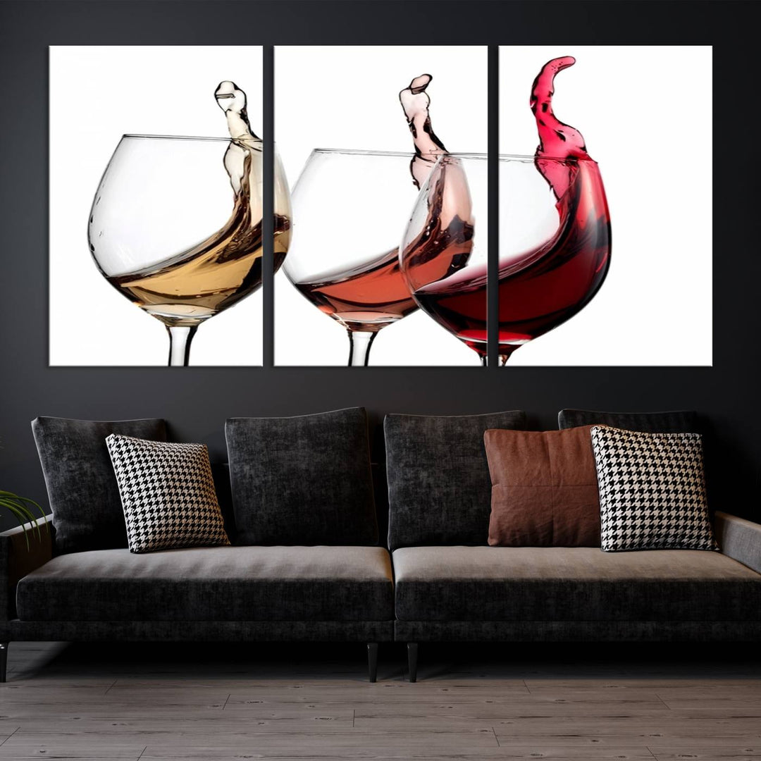 49896 - Lienzo decorativo para pared grande con vino abstracto en copas