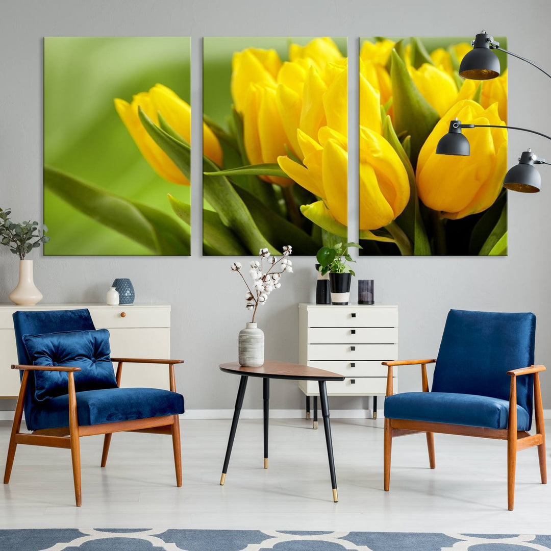 Wall Art Yellow Tulips Canvas Print