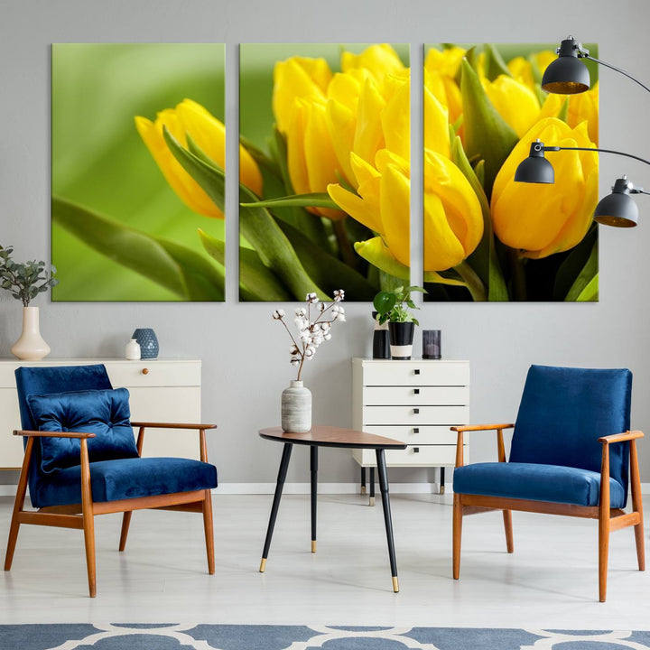 Art mural tulipes jaunes Impression sur toile