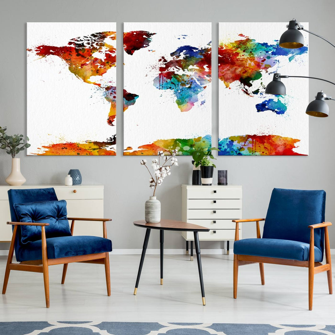 Watercolor World Map Canvas Print