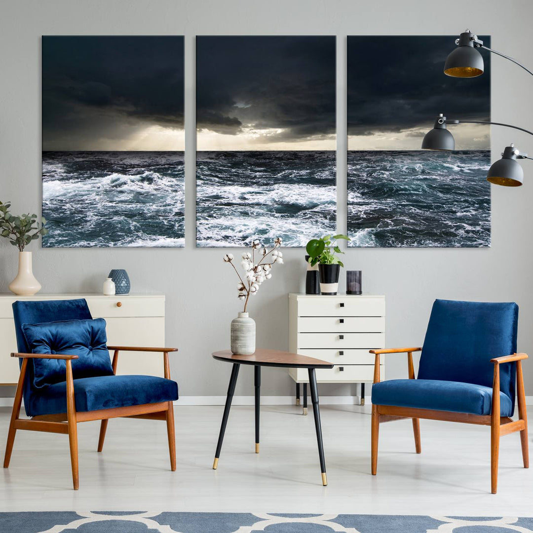 Ocean and Storm Canvas Art Print Hanging Great Print Ocean and