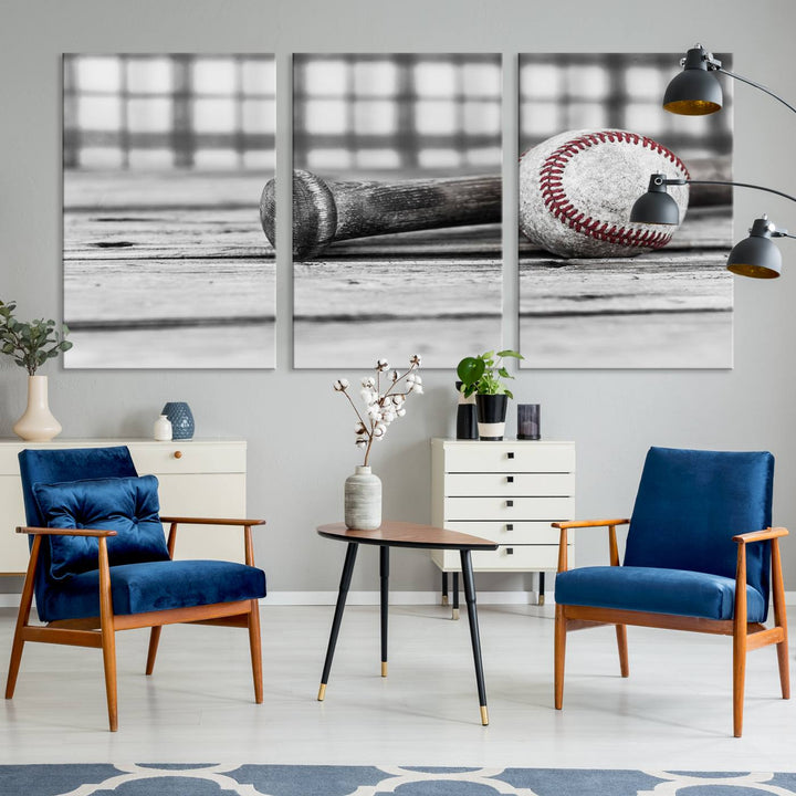 Impression d'art mural sur toile de baseball vintage