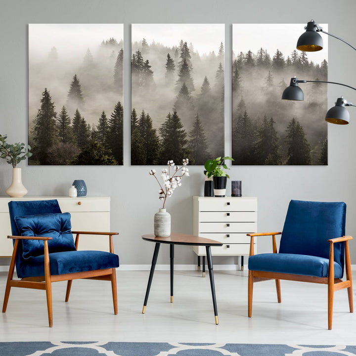 Foggy Forest Wall Art Canvas Print