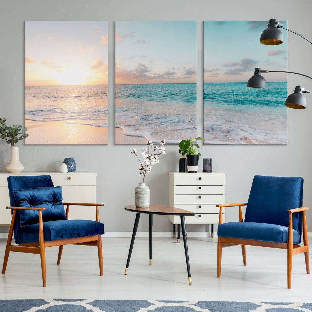 Sunset Beach Art Ocean Vibes Art mural Impression sur toile