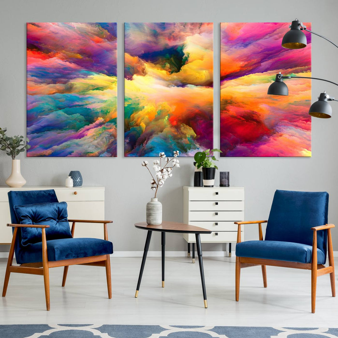 Arte de pared en forma de nube de colores vibrantes y ardientes Lienzo