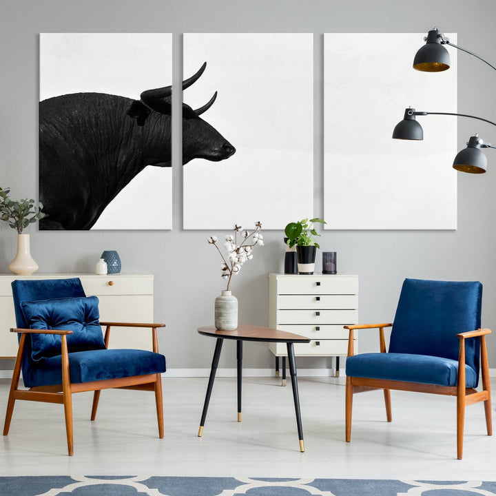 The Spanish Bull Wall Art Canvas Print is crafted on museum-quality canvases and is coated with UV-protective layers for lasting brilliance. It comes ready to hang, effortlessly enhancing your living space.