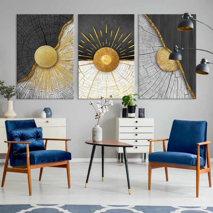 Minimal Style 3 Panel Abstract Wall Art Canvas Print 